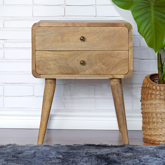 Curved Oak Solid Wood Bedside Table