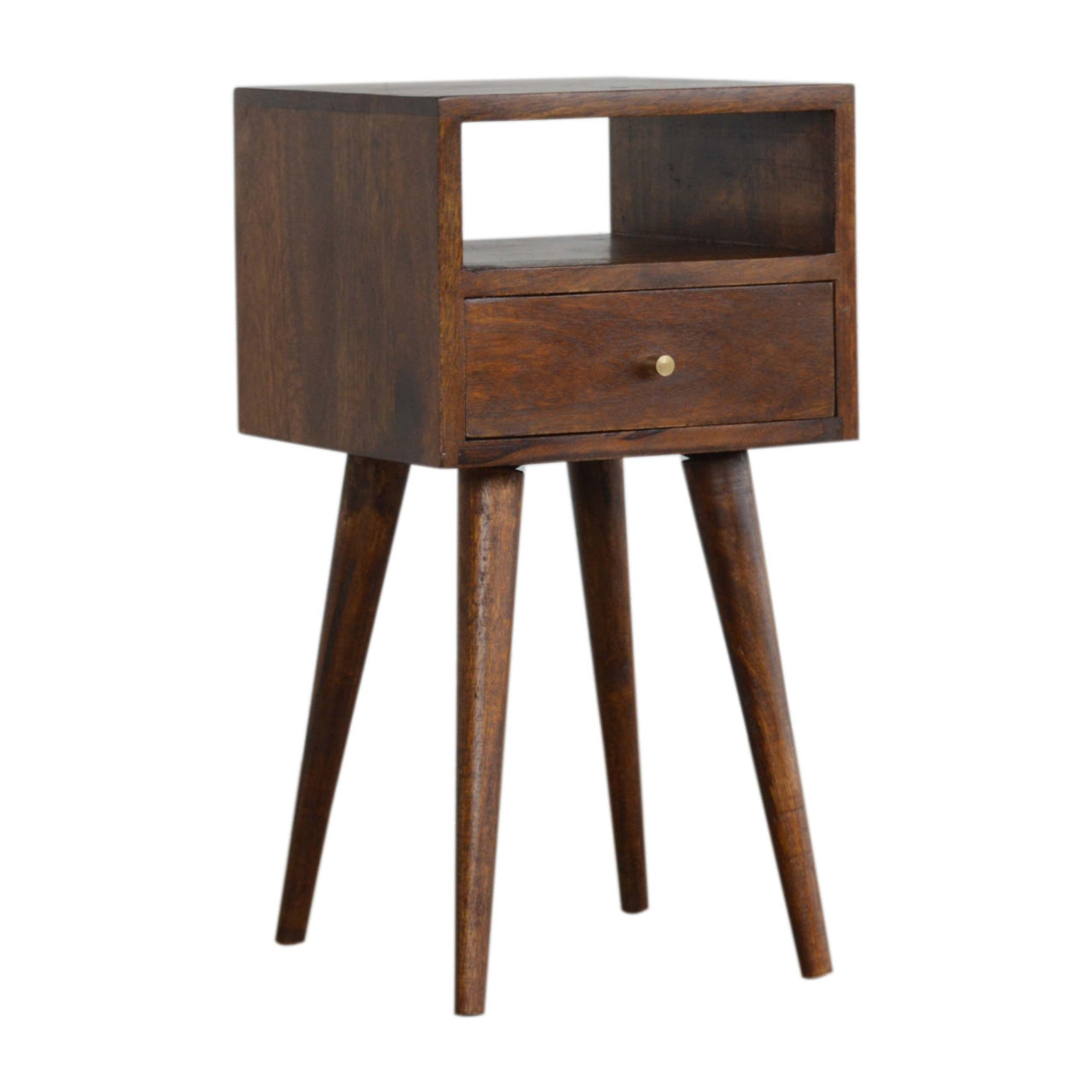 Petite Solid Wood Bedside Table In Chestnut Finish