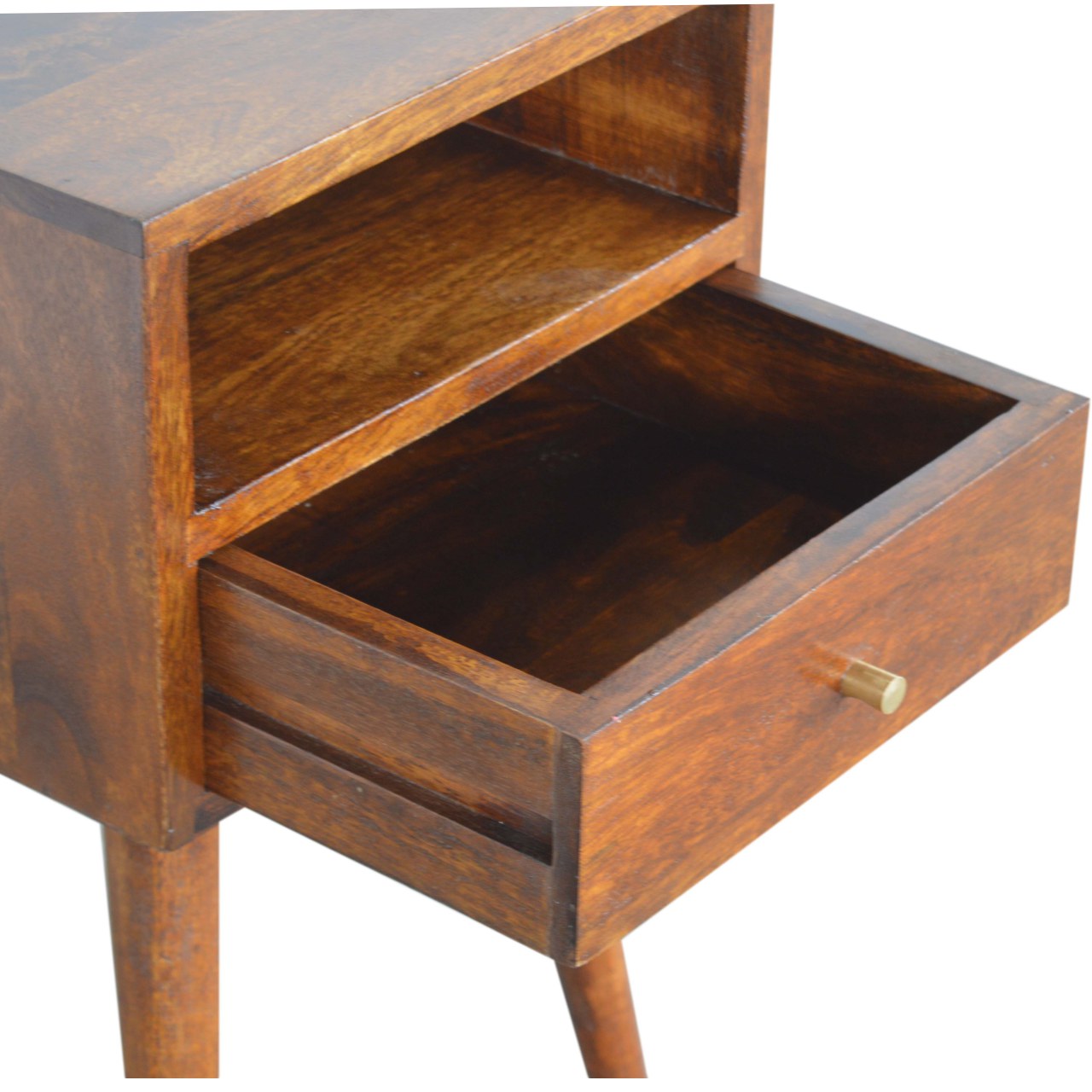 Petite Solid Wood Bedside Table In Chestnut Finish