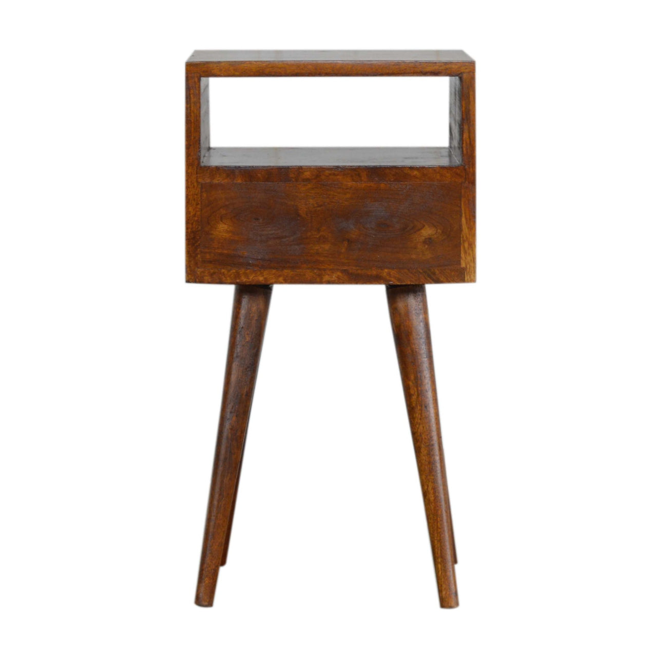 Petite Solid Wood Bedside Table In Chestnut Finish