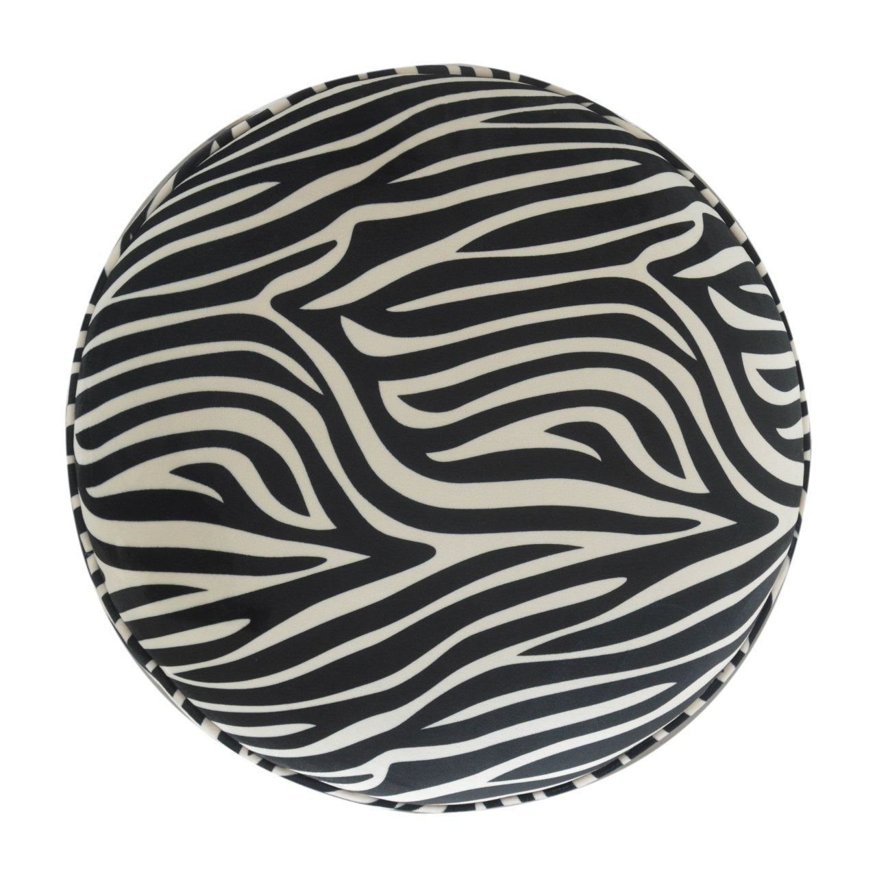 Solid Wood Zebra Print Velvet Footstool In Walnut Finish With Luxurious Cushion Upholstery