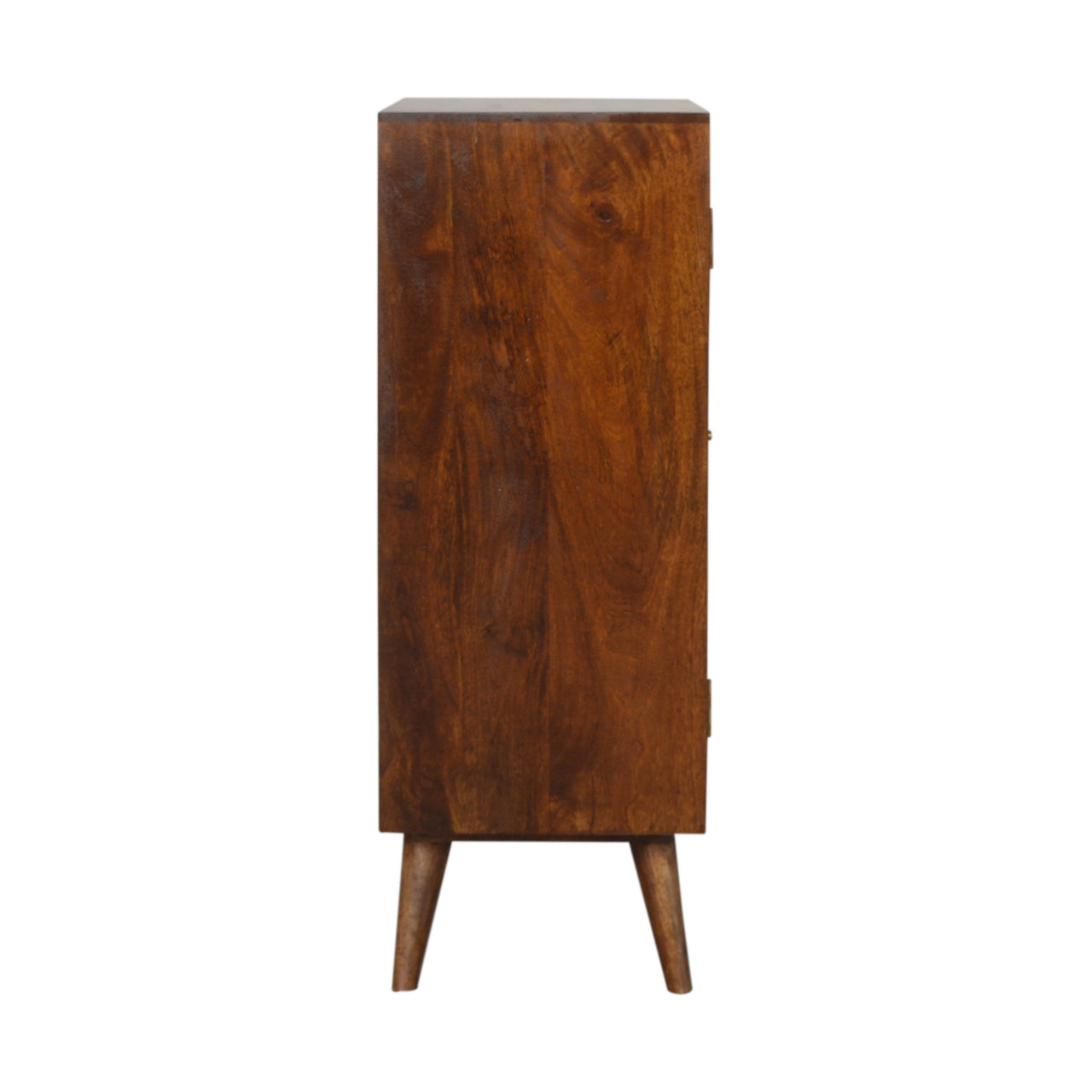 Abstract Gold Inlay Cabinet Solid Wood In Chestnut Finish