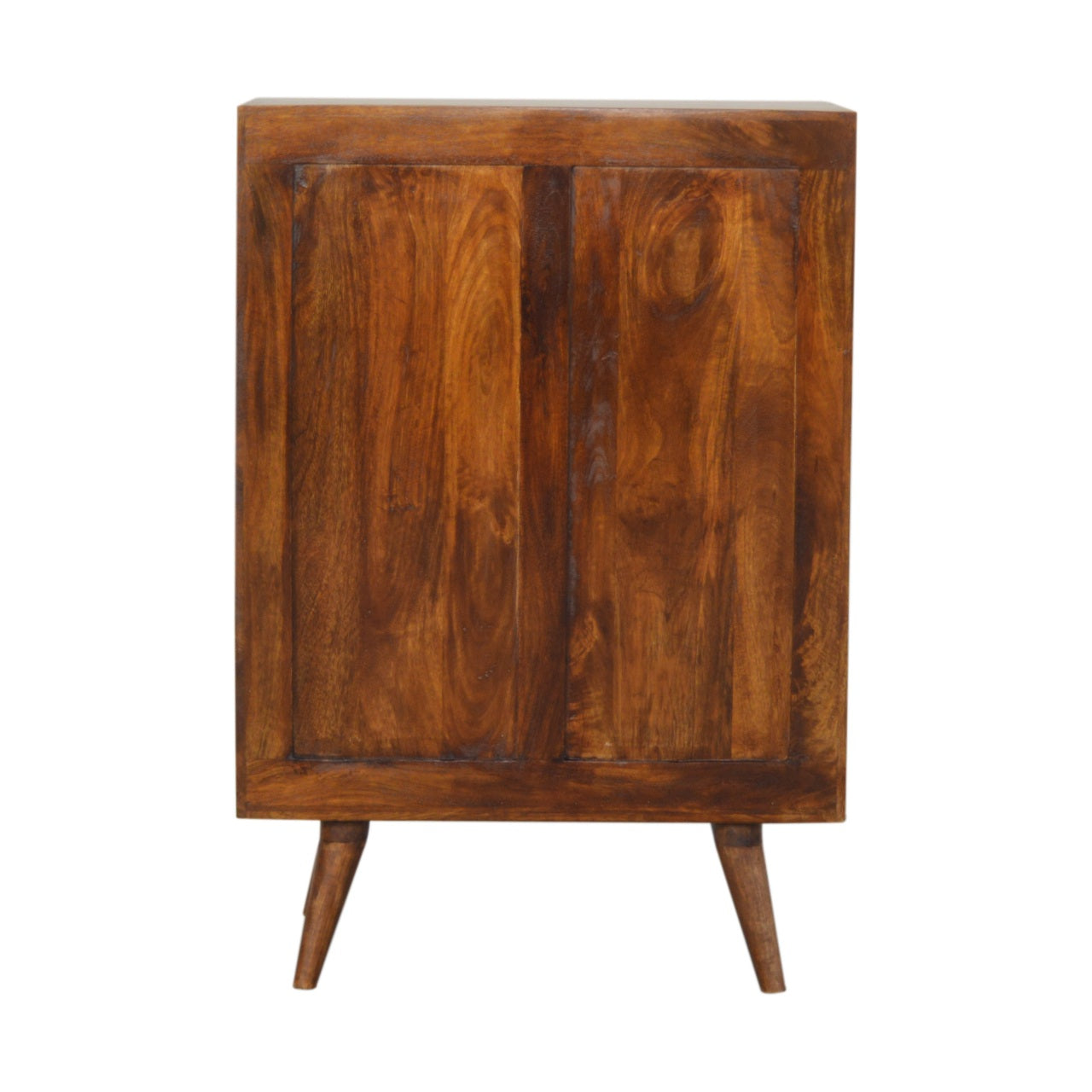 Abstract Gold Inlay Cabinet Solid Wood In Chestnut Finish