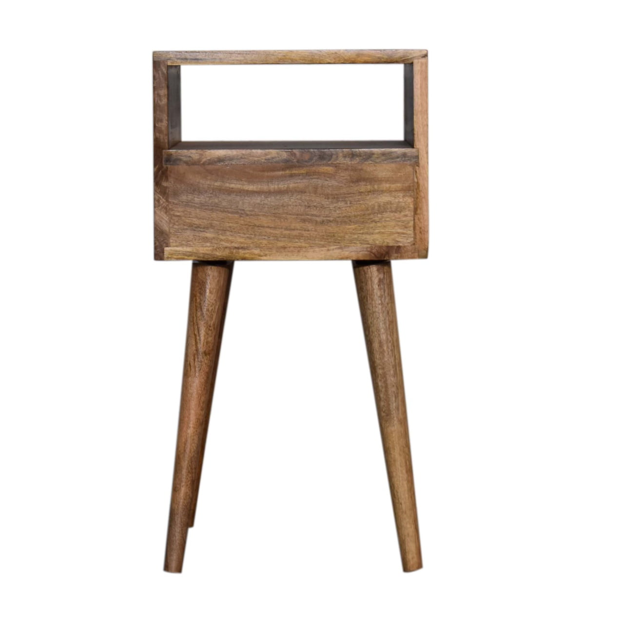 Navy Petite Solid Wood Bedside Table In Oak Finish