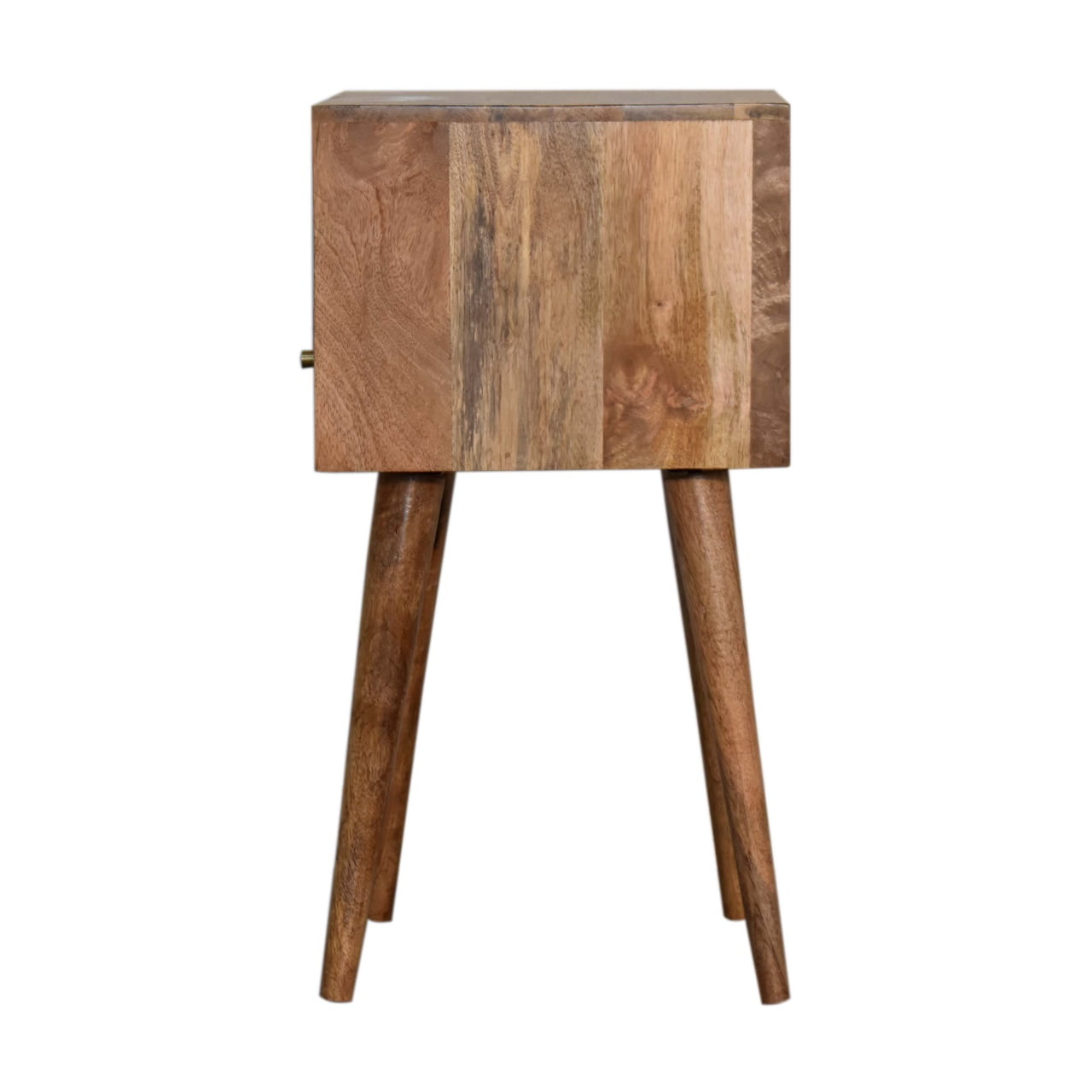 Slate Grey Petite Solid Wood Bedside Table In Oak Finish