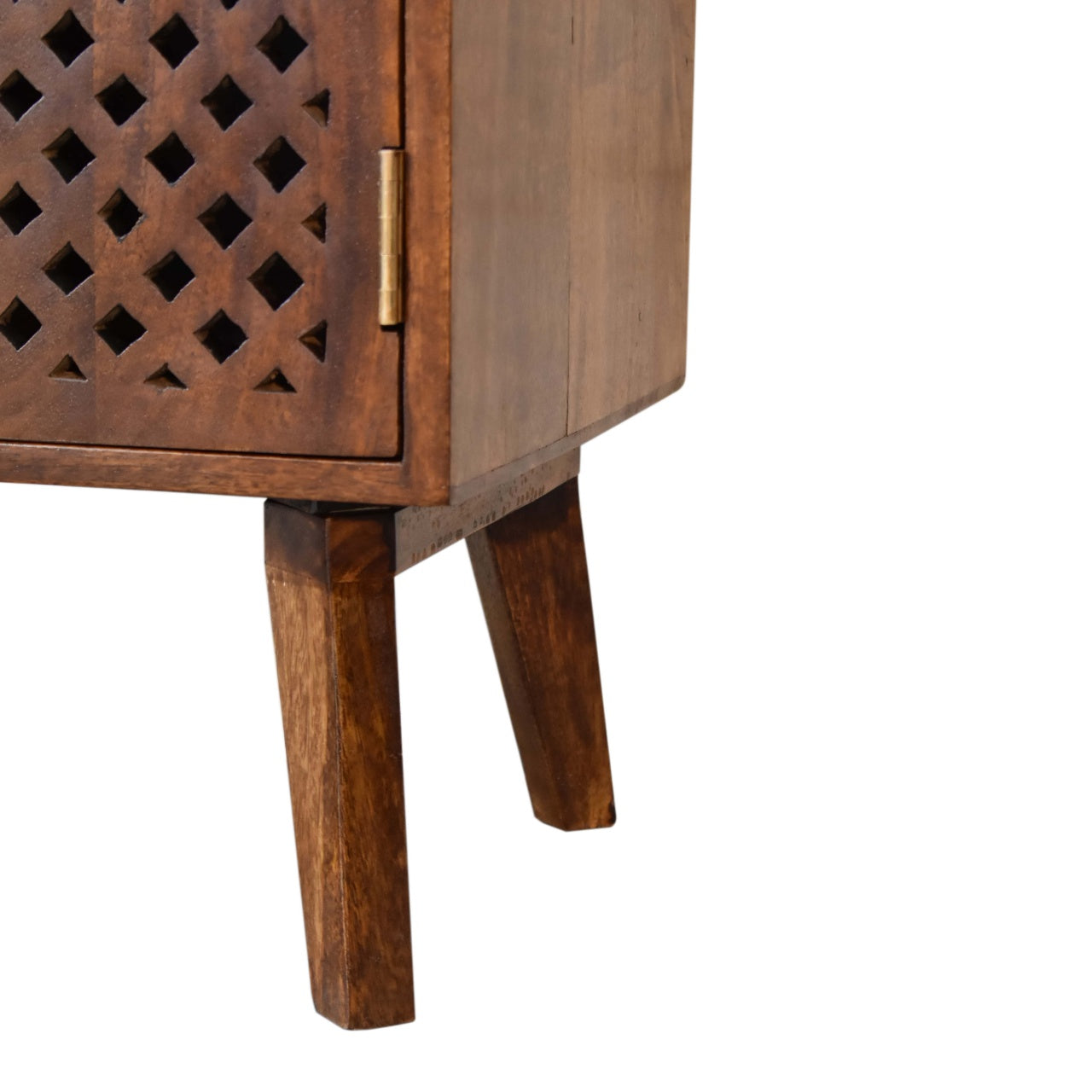 Diamond Cut Solid Wood Bedside Table In Chestnut Finish