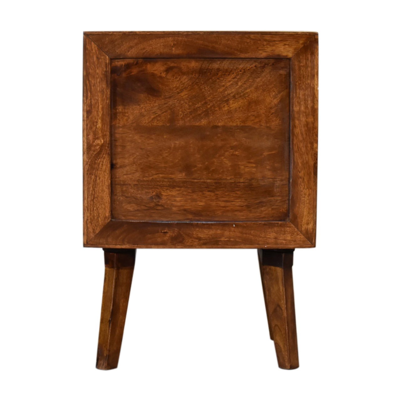 Diamond Cut Solid Wood Bedside Table In Chestnut Finish