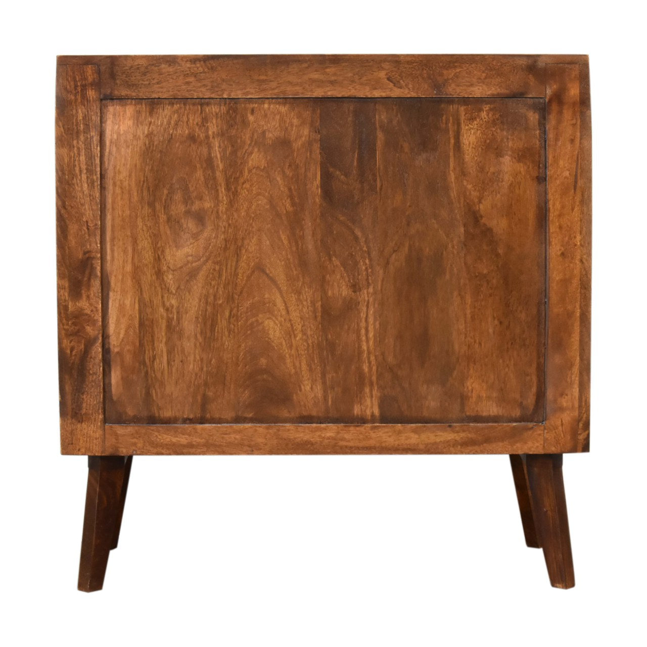 Woven Rattan Front Solid Wood Chest Of Drawers In Chestnut Finish