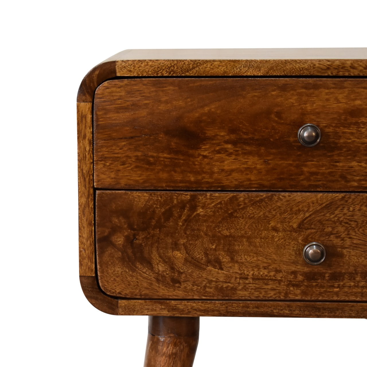 Curved Chestnut Solid Wood Bedside Table