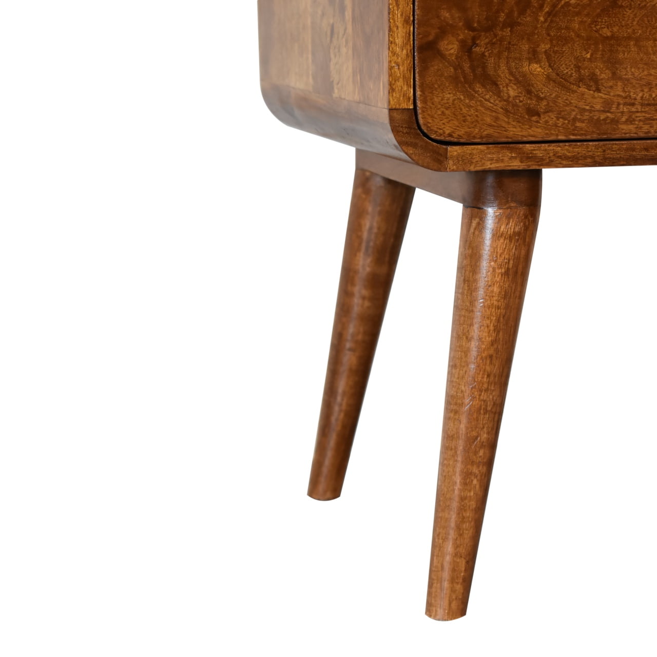 Curved Chestnut Solid Wood Bedside Table