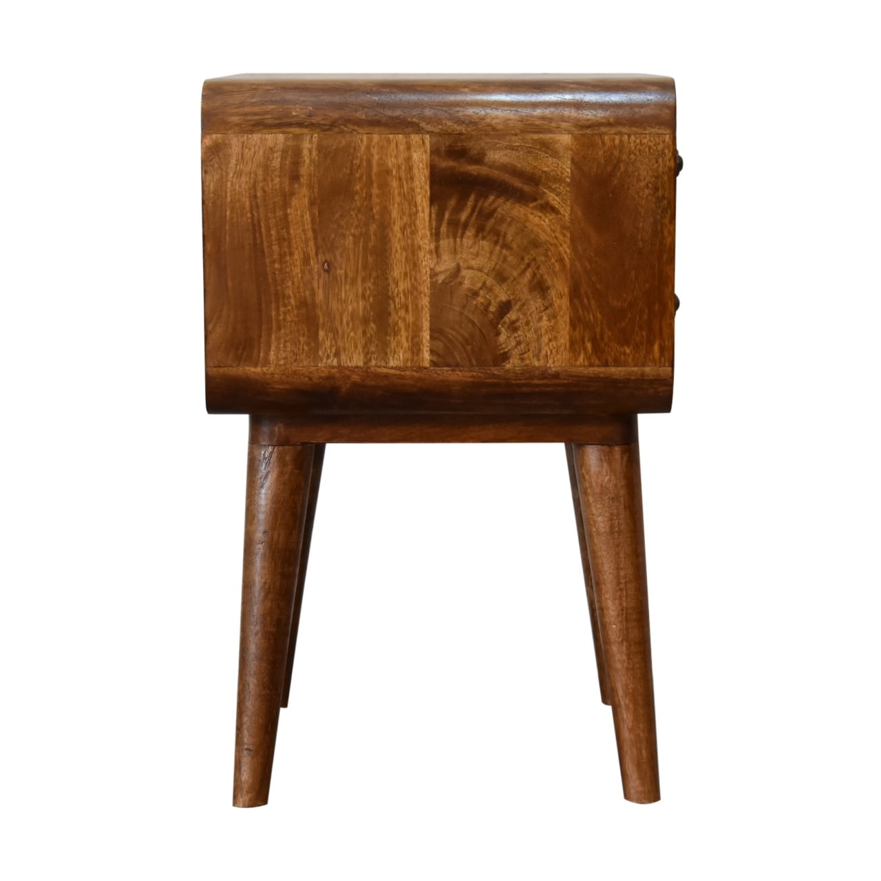 Curved Chestnut Solid Wood Bedside Table