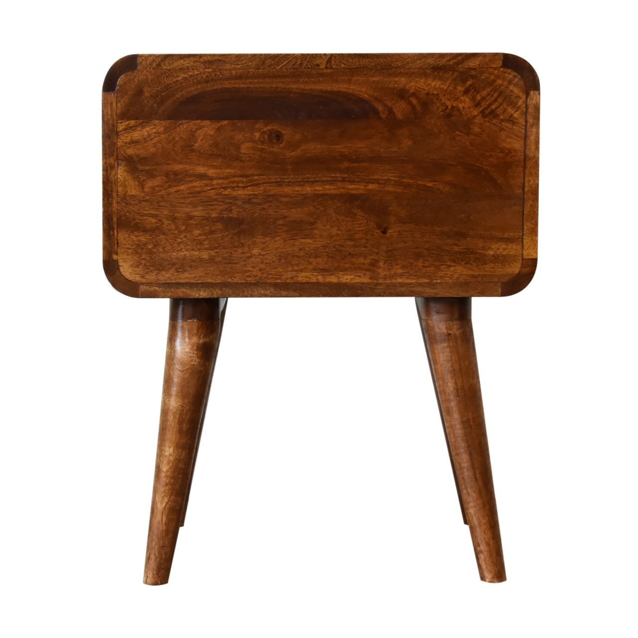 Curved Chestnut Solid Wood Bedside Table