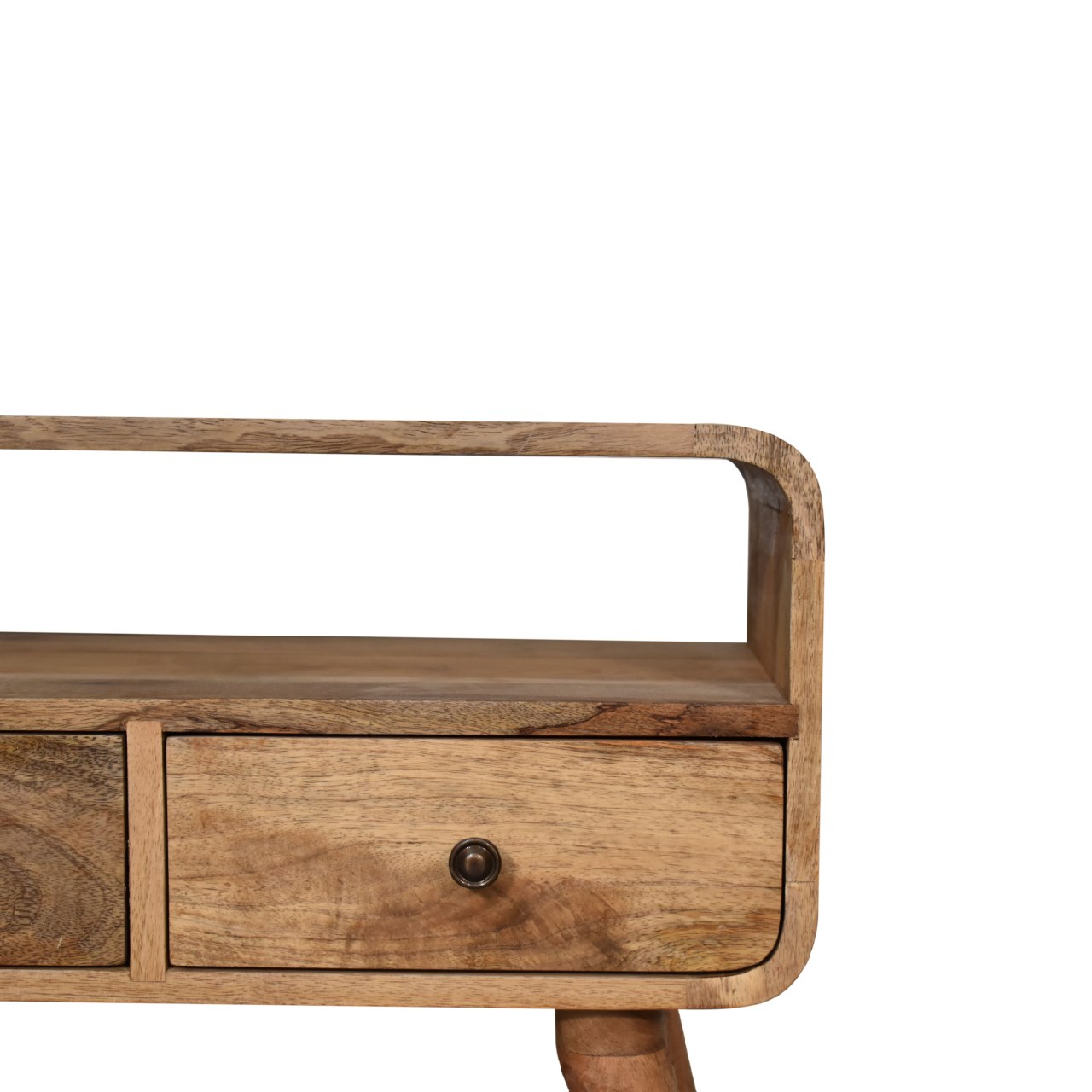 Mini Curved Solid Wood TV Stand In Oak Finish