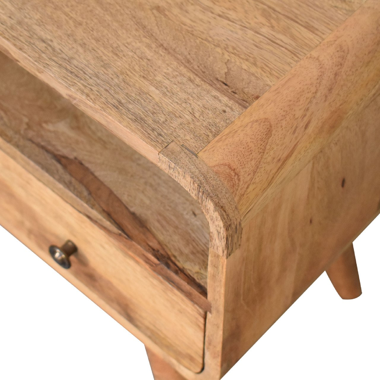 Mini Curved Solid Wood TV Stand In Oak Finish