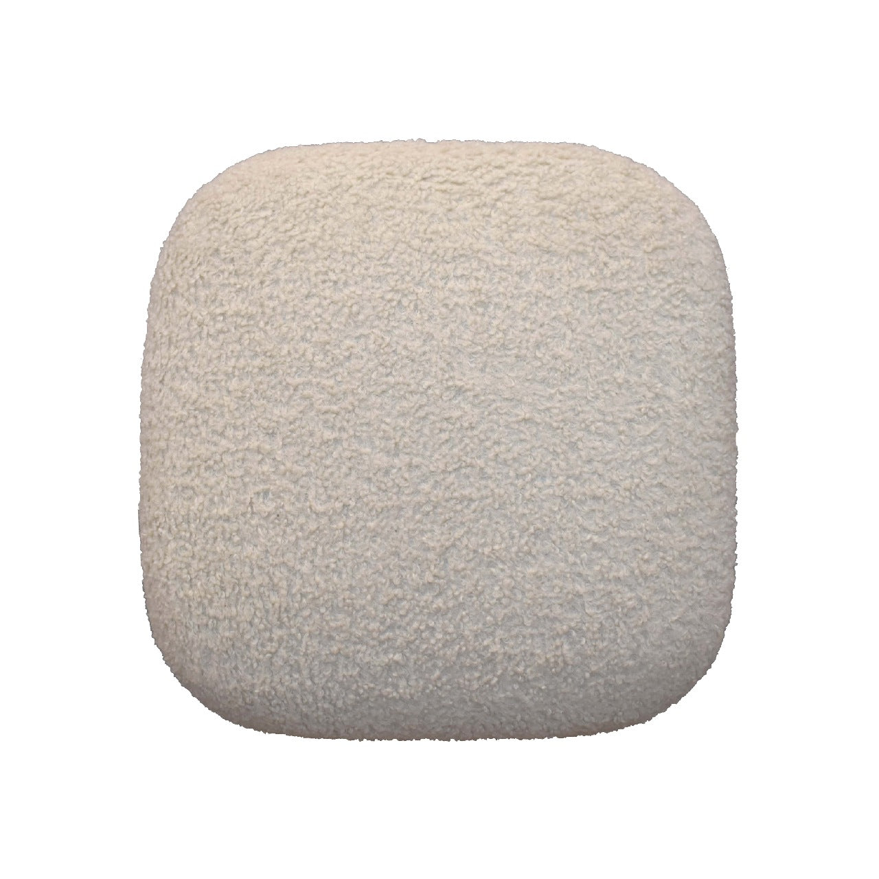 Bouclé Cream Square Footstool in Oak Finish With Luxurious Cushioned Upholstery