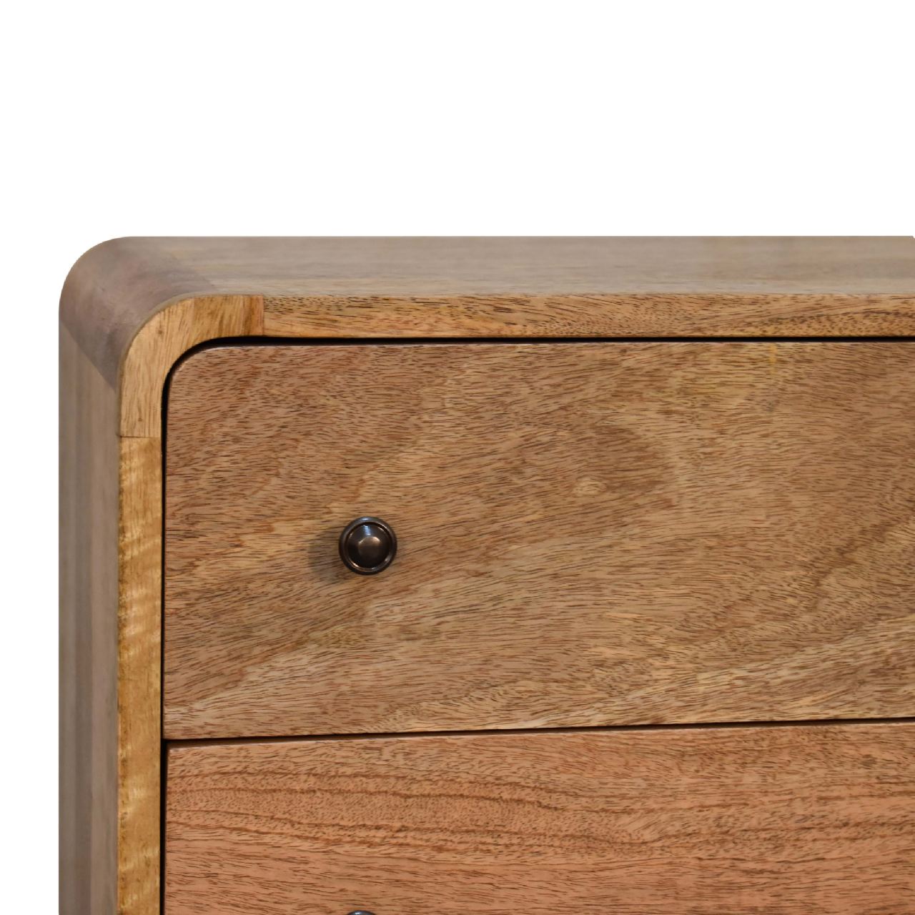 Mini Curved 3 Drawer Solid Wood Chest Of Drawers In Oak Finish