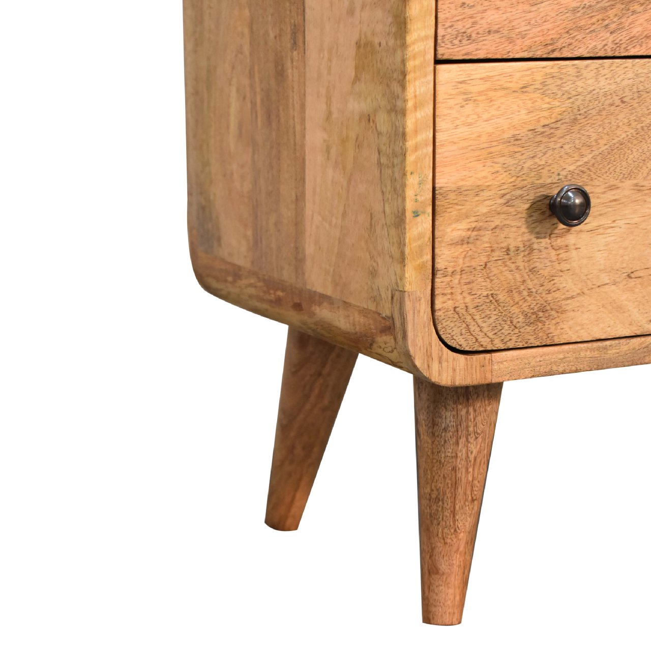 Mini Curved 3 Drawer Solid Wood Chest Of Drawers In Oak Finish