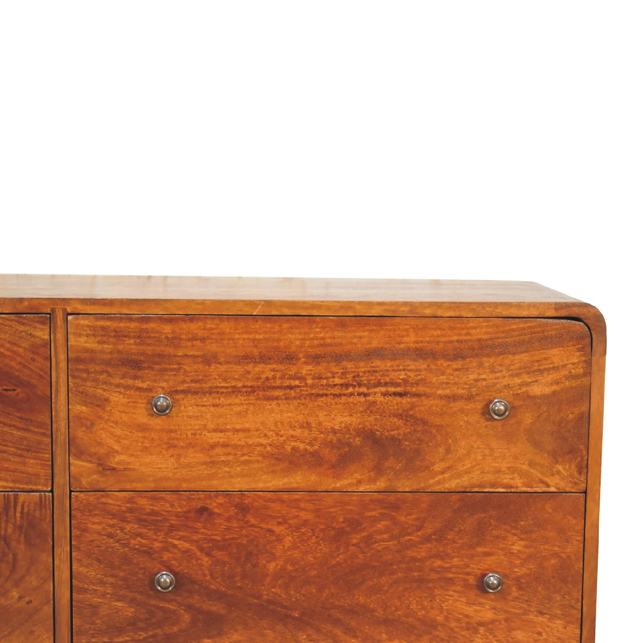 Large Curved 6 Drawer Solid Wood Chest Of Drawers In Chestnut Finish