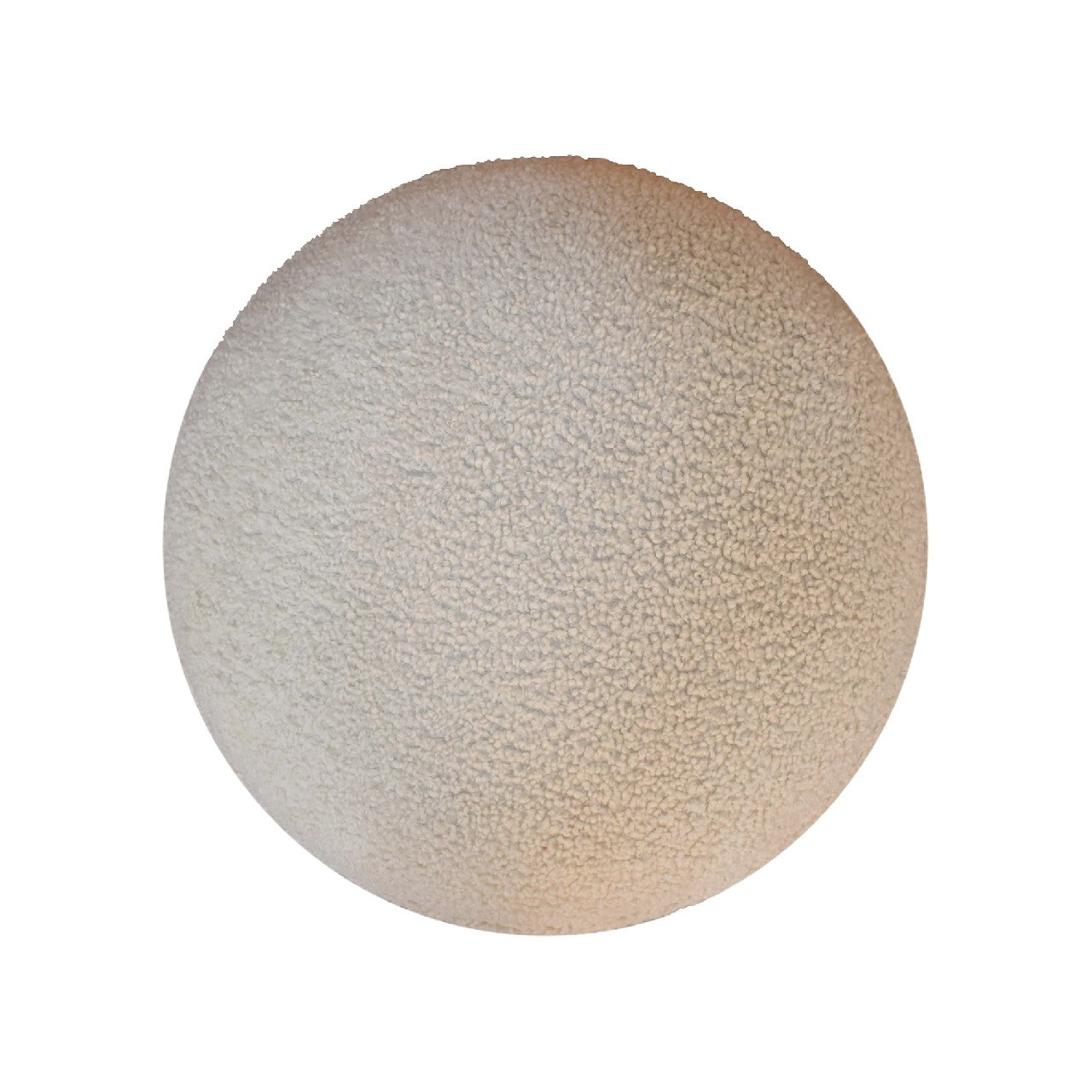 Bouclé Cream Round Footstool in Oak Finish With Luxurious Cushioned Upholstery