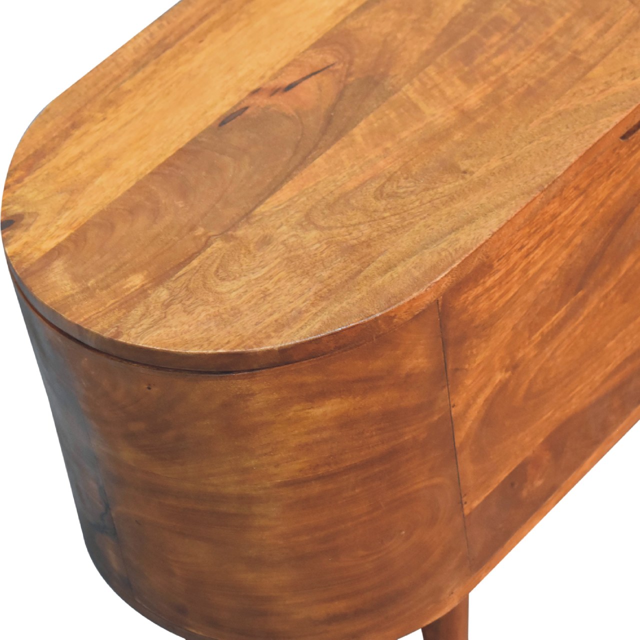 Chestnut Lid Up Rounded Storage Trunk Solid Wood