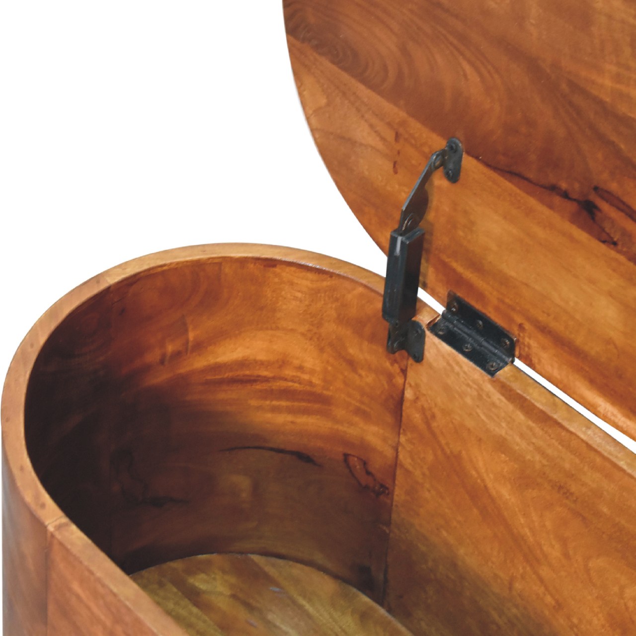 Chestnut Lid Up Rounded Storage Trunk Solid Wood