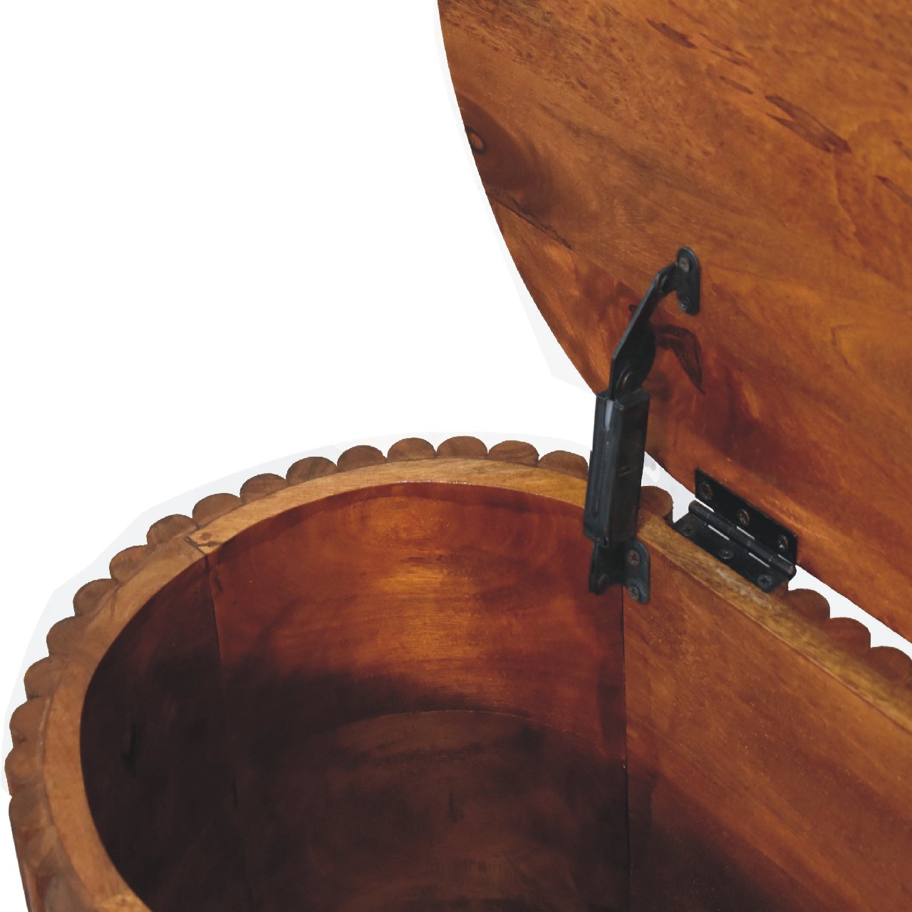 Chestnut Lid Up Ridged Edge Storage Trunk Solid Wood