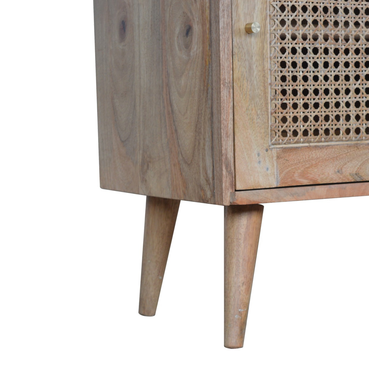Woven Rattan 4 Drawer Sliding Door sideboard Solid Wood In Oak Finish