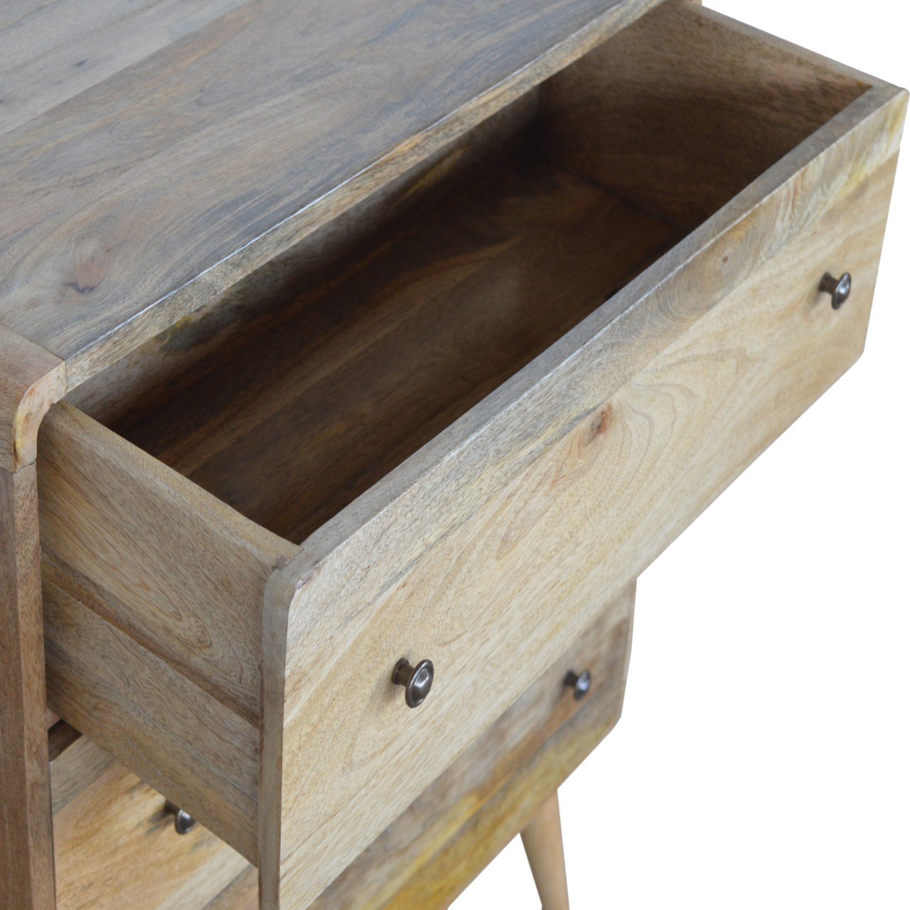 Curved 3 Drawer Solid Wood Chest Of Drawers In Oak Finish