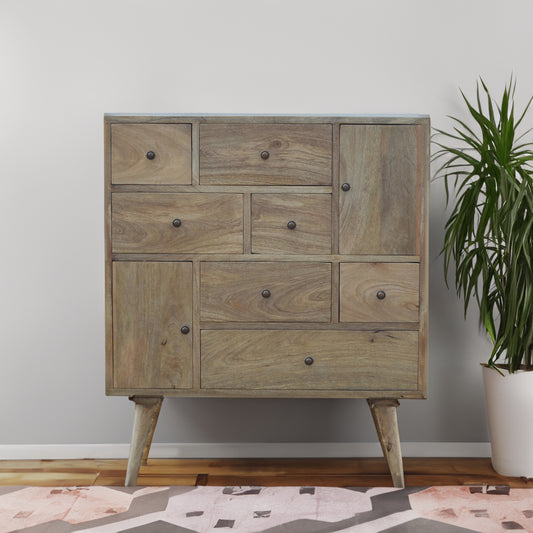 Nordic 9 Drawer Solid Wood Chest Of Drawers In Oak Finish