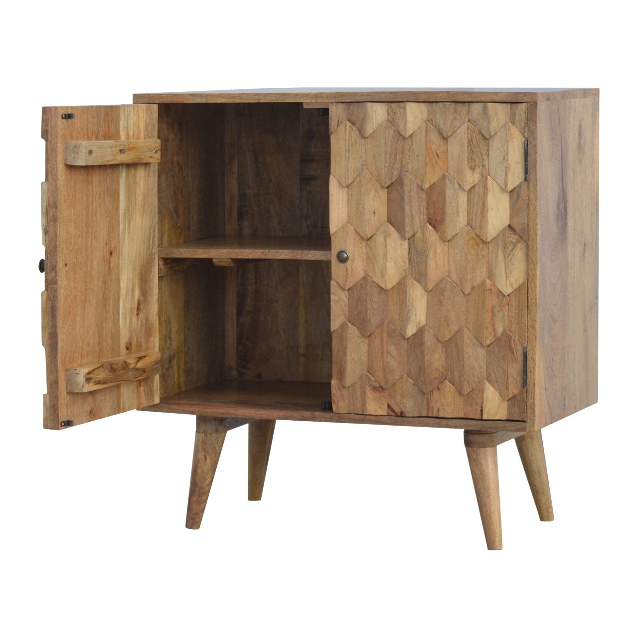 Pineapple Carved Cabinet Solid Wood In Oak Finish