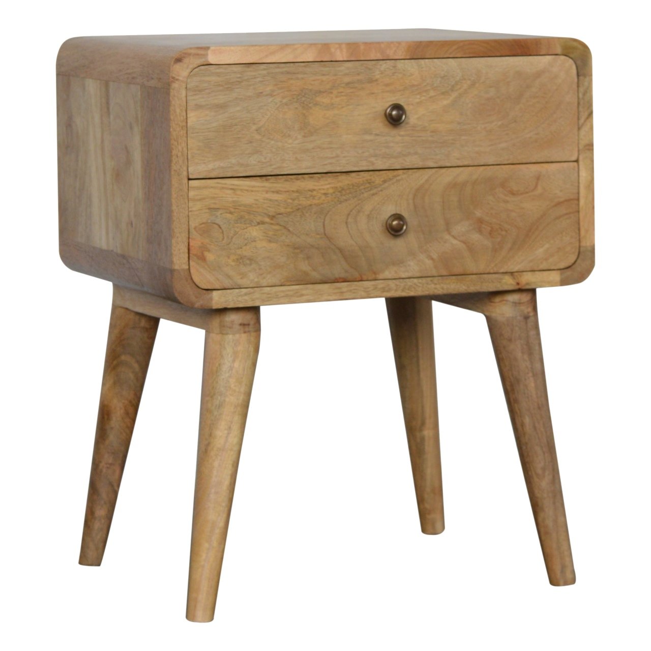 Curved Oak Solid Wood Bedside Table