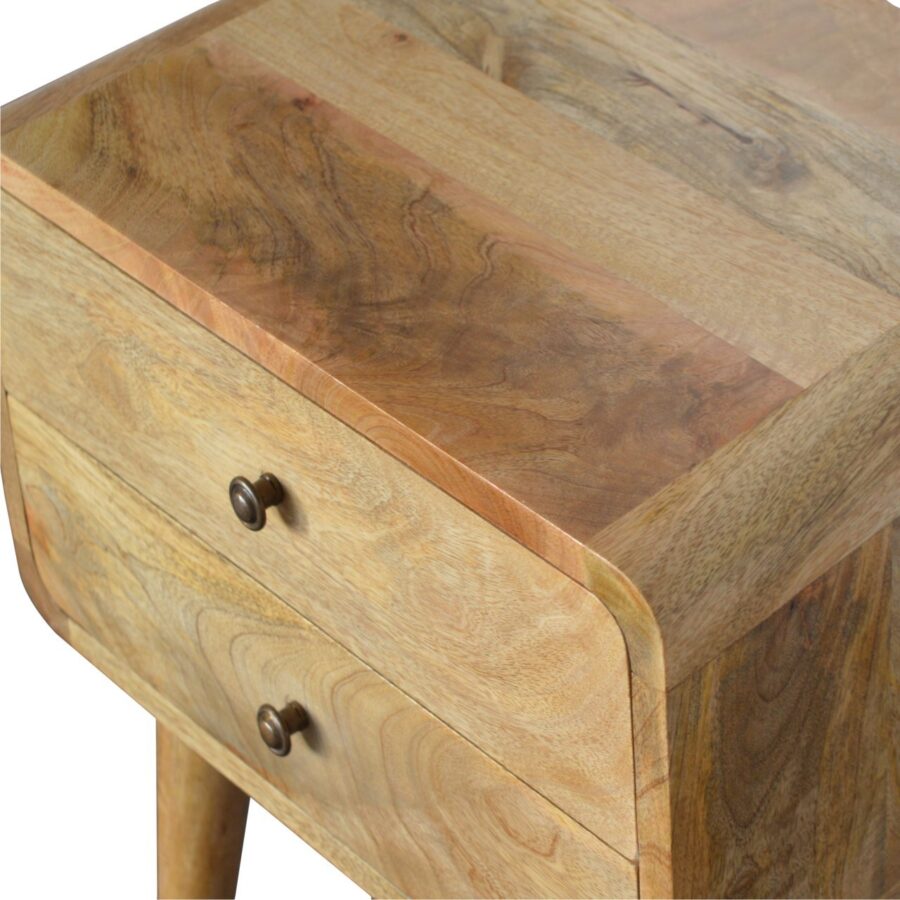 Curved Oak Solid Wood Bedside Table