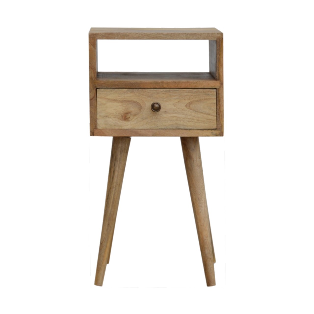 Petite Solid Wood Bedside Table In Oak Finish