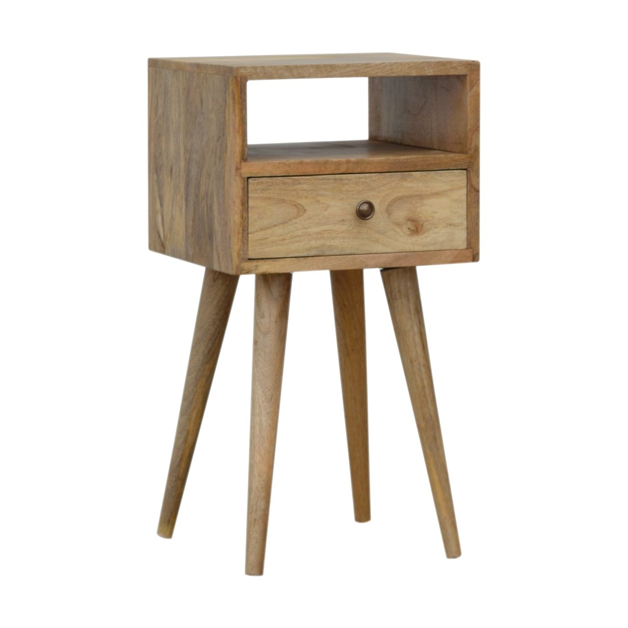 Petite Solid Wood Bedside Table In Oak Finish