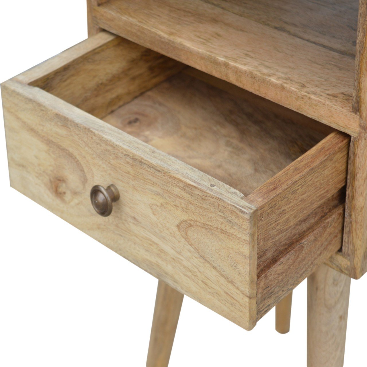 Petite Solid Wood Bedside Table In Oak Finish