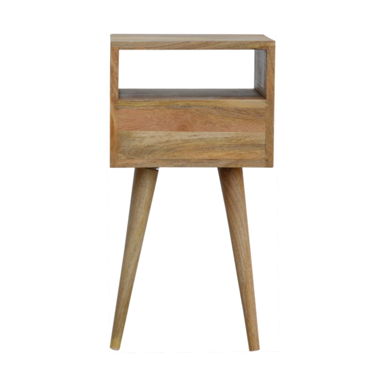 Petite Solid Wood Bedside Table In Oak Finish